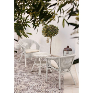 Set di 4 poltrone ALLISS in rattan bianco, impilabile