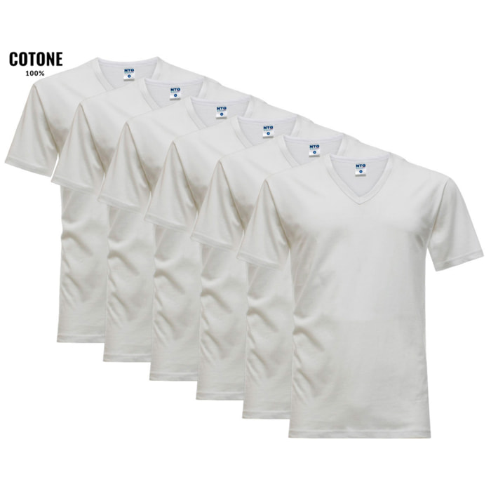 6 T-Shirt Uomo 100% Cotone NOTTINGHAM Art. TV700 Scollo V