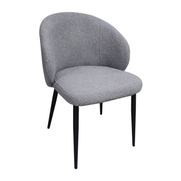 Chaise en tissu bouclette avec pieds en métal noir - SIROCCO