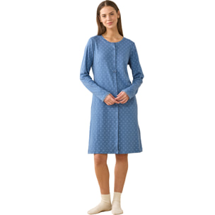 Camicia da notte donna in caldo cotone con abbottonatura frontale articolo cuore. Noidinotte