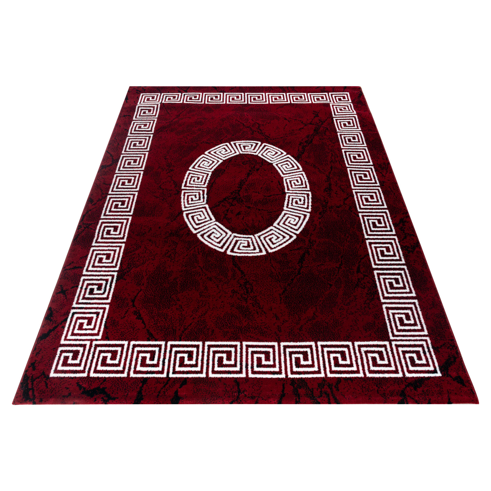 PLUS - Tapis à poils courts style grec rouge - PLU8009ROU