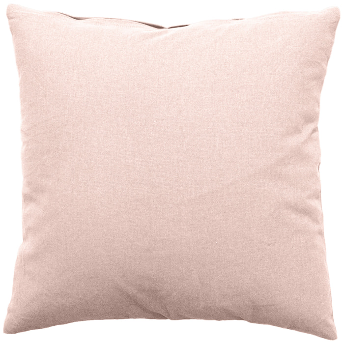 Coussin déhoussable uni en coton - Vieux rose