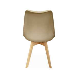 Lot de 4 chaises scandinaves. pieds bois de hêtre. chaise 1 place. cappucinno