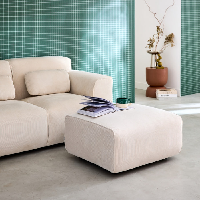 Pouf, repose-pieds pour canapé 2 places velours côtelé WALLAS