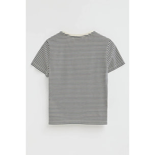 Maglietta a righe blu marino ed ecrù dal fit regular con ricamo Rigby Go