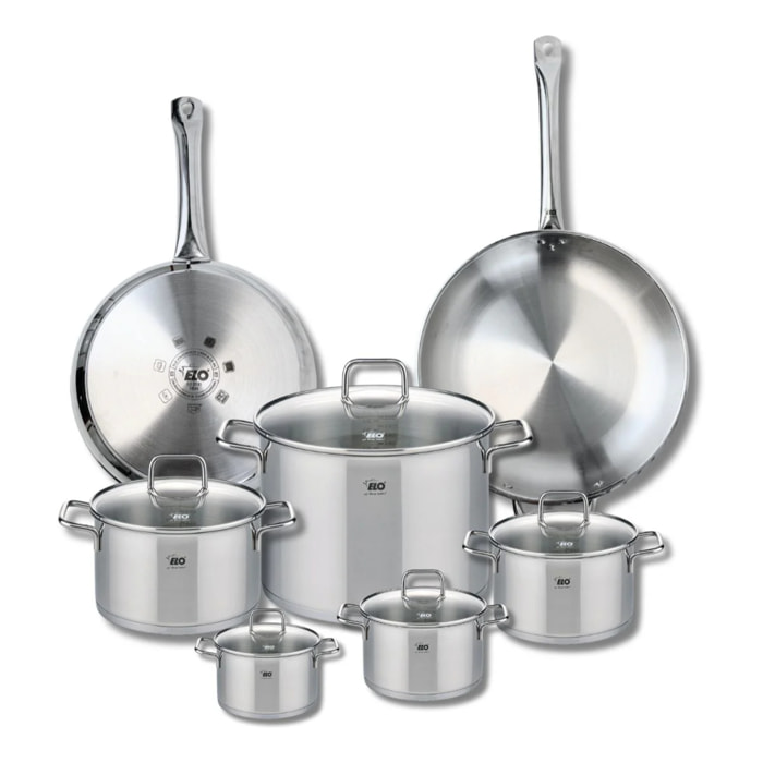 Ensemble de 2 Poêles de cuisson 28 et 32 cm et 5 faitouts 12, 14, 16, 20 et 26 cm Elo Profi Citrin