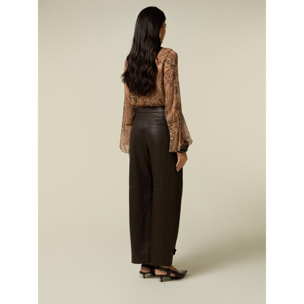 Oltre - Pantalones palazzo en tejido engomado - Marrón