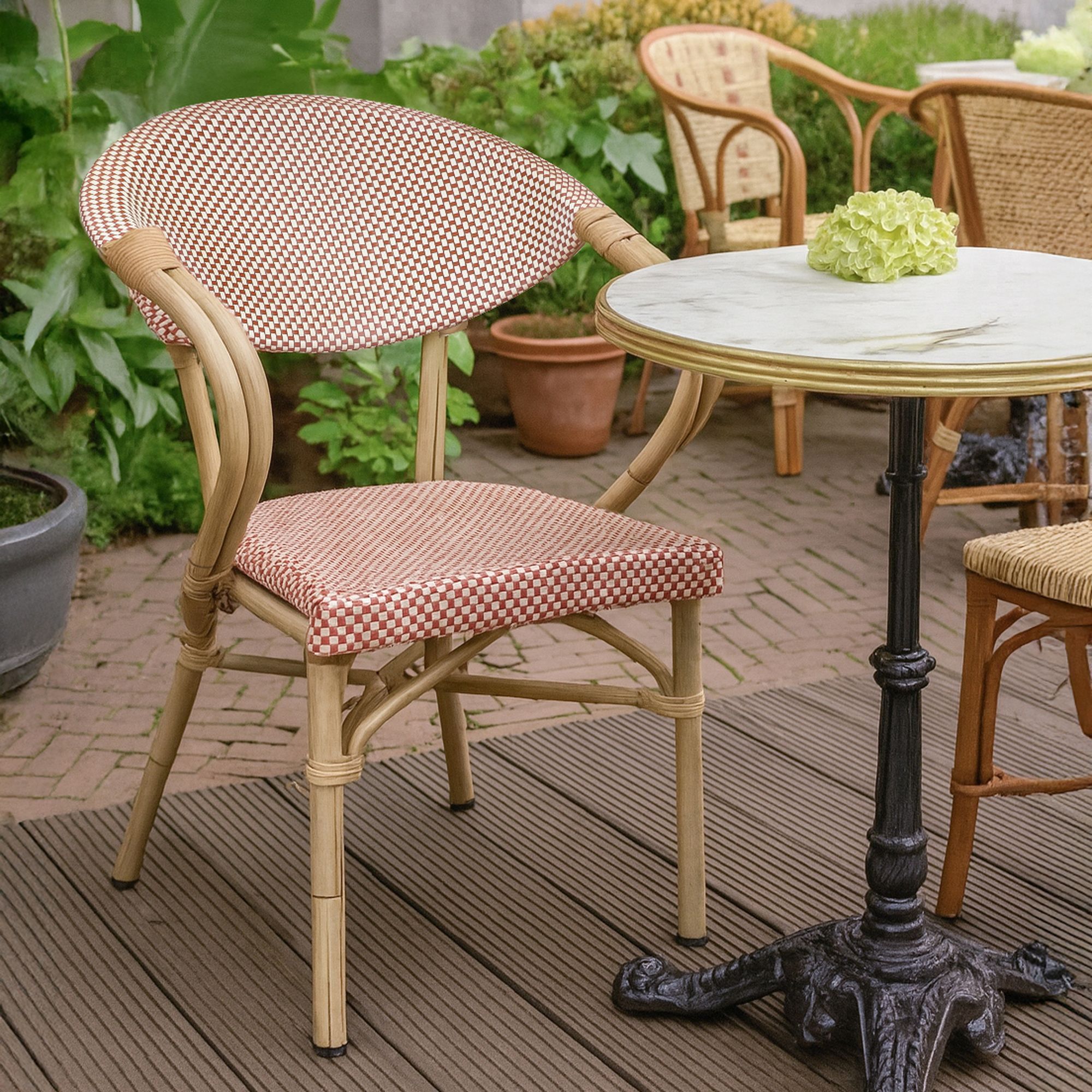 Lot de 2 fauteuils de table extérieur en textilène rouge AMALFI