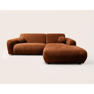 Louise - Canapé d'angle droit 4 places en velours texturé - Terracotta