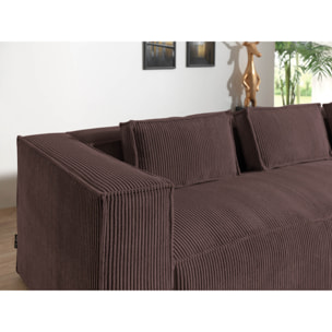 Stella - canapé d'angle droit en velours côtelé - 4 places -style contemporain - Marron