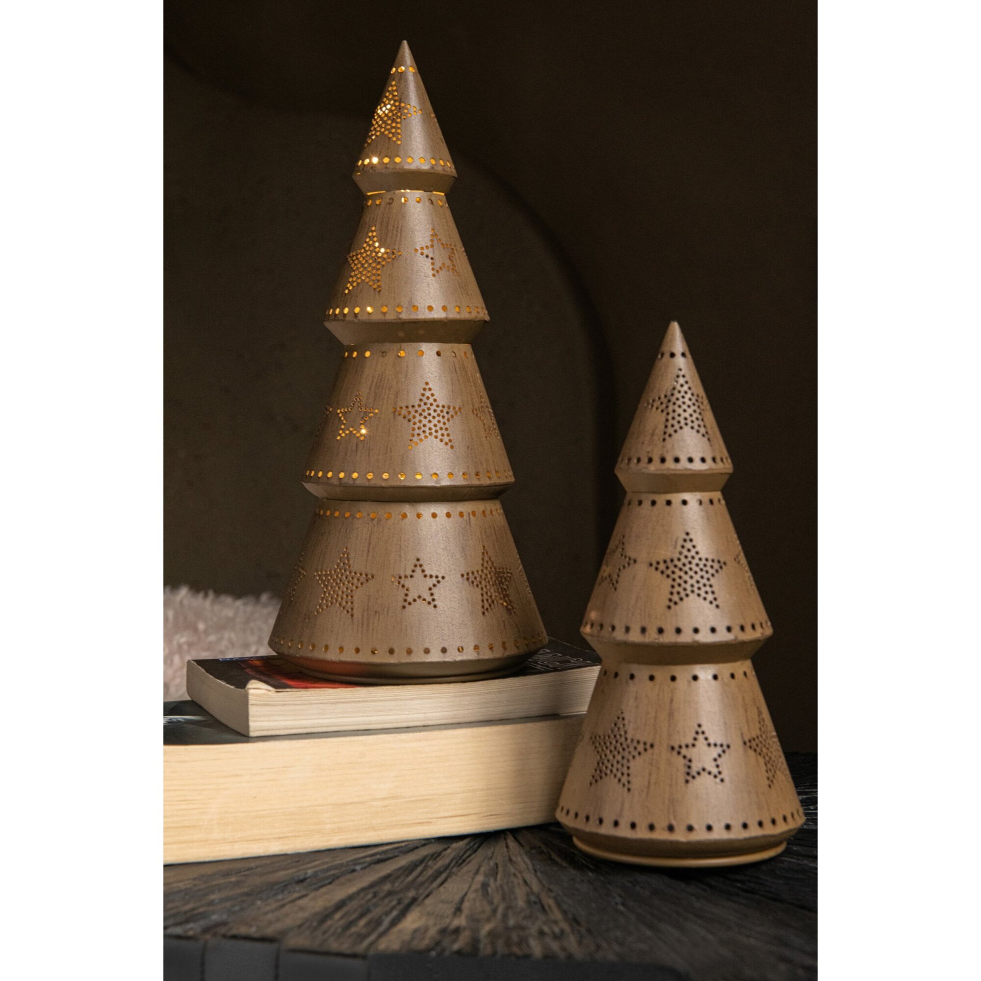 J-Line arbre LED avec étoiles - fer - marron - large