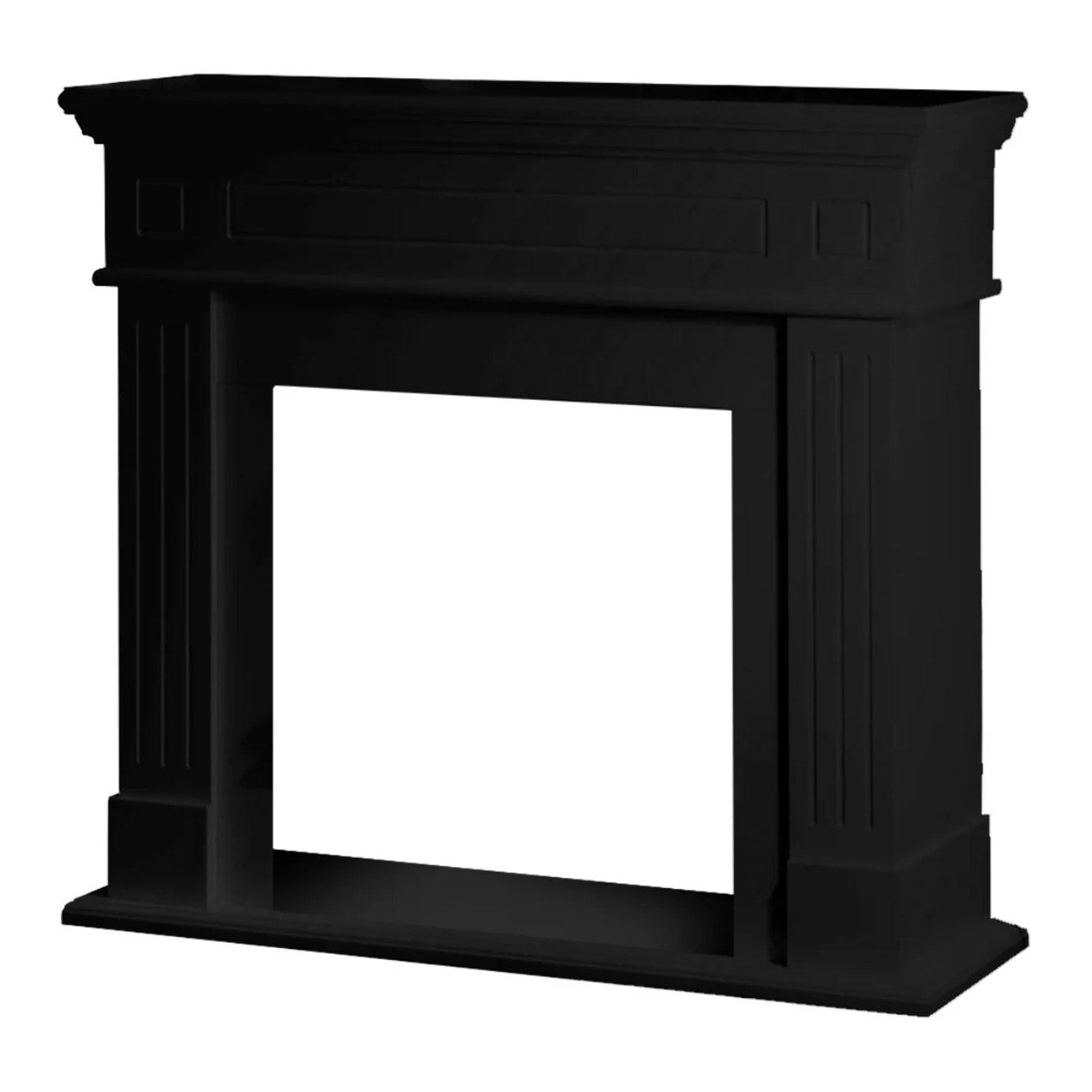 Cambridge - Cornice per Camino 110x100x36 cm Rivestimento Decorativo in Legno MDF Nero