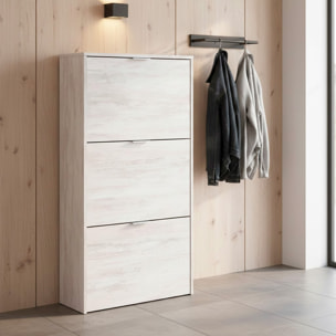 Scarpiera A Ribalta Salvaspazio 3 Ante E 6 Ripiani Mobile Portascarpe Fino A 20 Paia Di Scarpe Ingresso Corridoio 113 x 60 x 22 Cm Rovere Bianco
