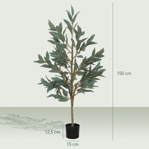 Laurel Artificial 150 cm Planta Artificial con Maceta y Hojas Planta Artificial Decorativa para Interior Verde