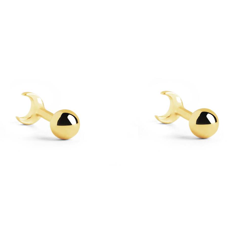 Pendientes Kids Moon Plata Baño Oro