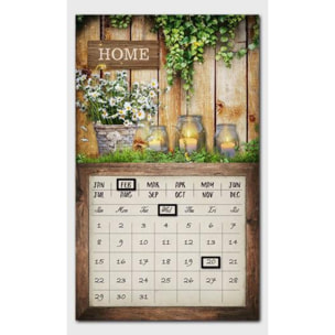 Quadro con led con calendario marrone rettangolare cm30x50x1,8
