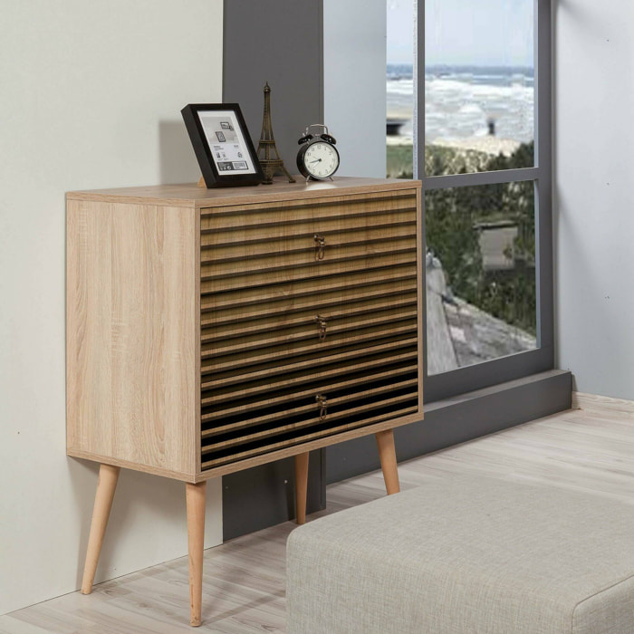Cassettiera Apricale, Settimino multiuso, Comò camera da letto, Mobile con cassetti, 80x40h90 cm, Quercia
