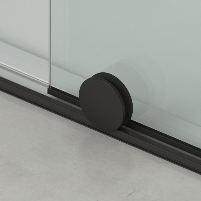 X-MOTION 110x200cm Paroi en verre coulissante Crystal Glass® 8 mm anticalcaire, avec bras et profilés Gun métal (SATBWIXM110GM)