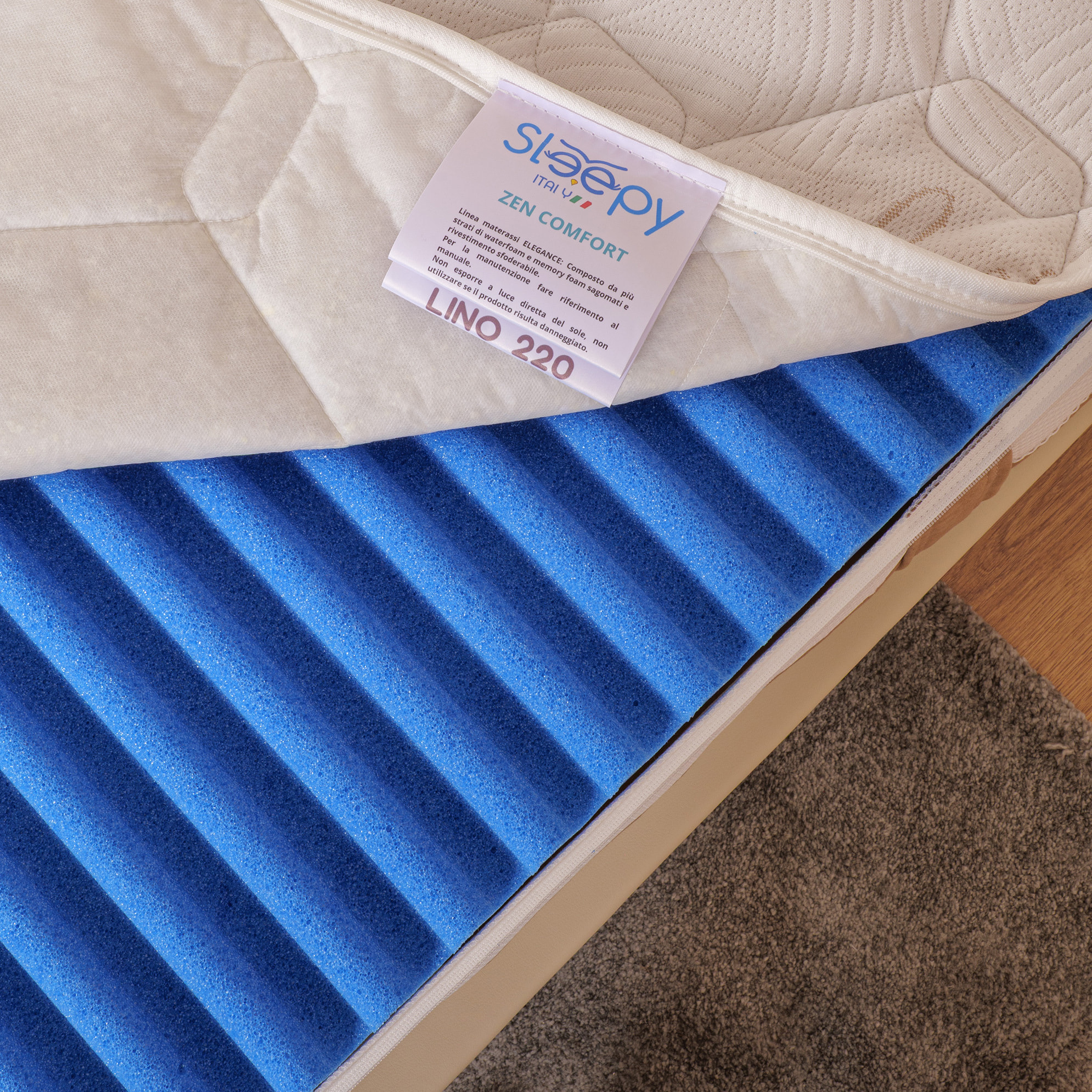Materasso Memory 5 strati mod. ZEN COMFORT Matrimoniale mis. 140x190 alto 25cm rivestimento sfoderabile - Sleepy Italy