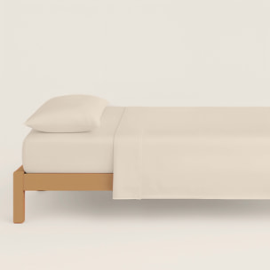 Naturals - Funda Nórdica Lisa - Cierre con botones - 100% Algodón - Incluye 1/2 Fundas de Almohada - Ftr6 Beig