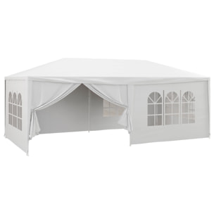 Carpa de Jardín 6x3 m Cenador Desmontable de Exterior con 4 Ventanas 2 Puertas con Cremallera 6 Paredes Laterales e Impermeable para Terraza Patio Playa Blanco