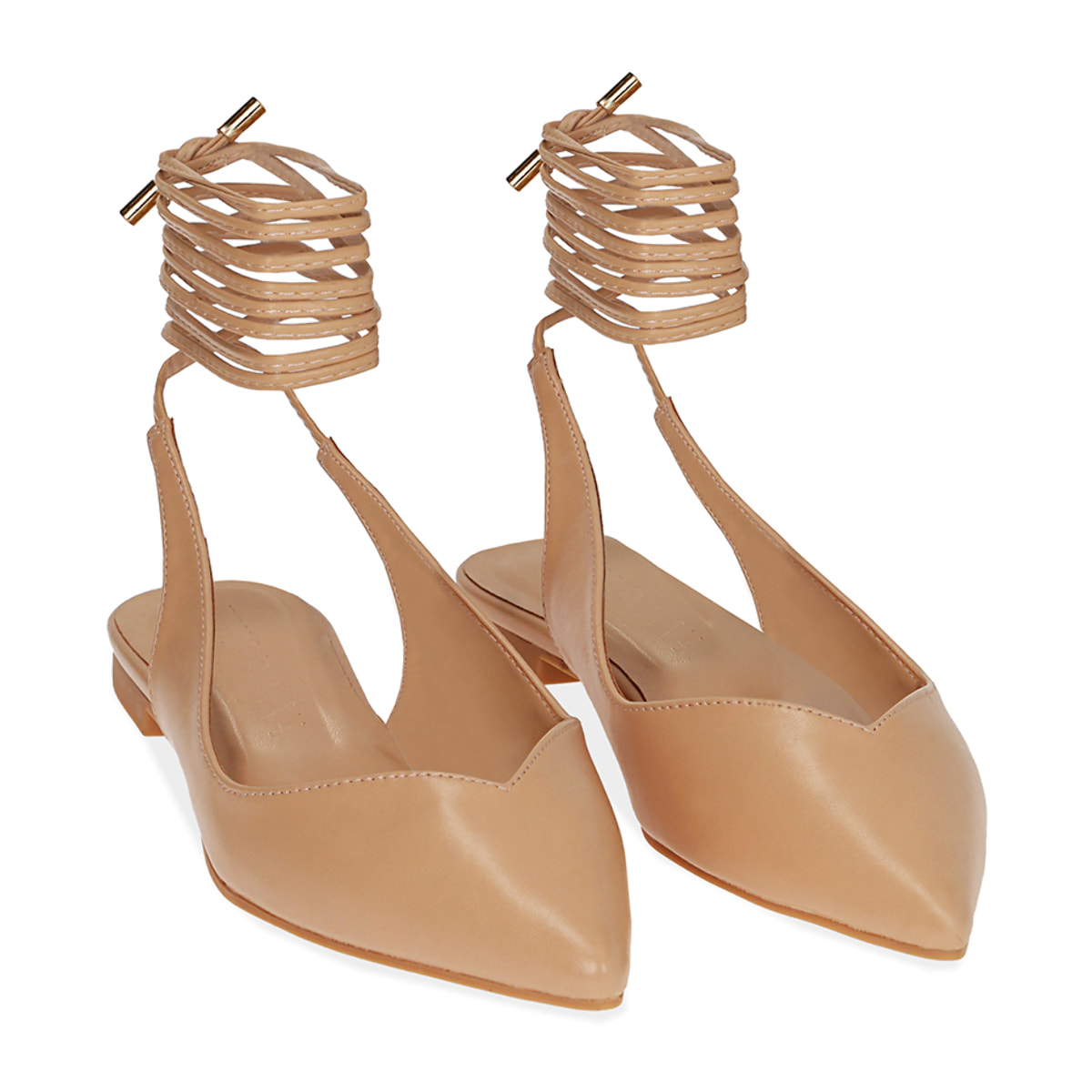 Bailarinas destalonadas beige con cordones