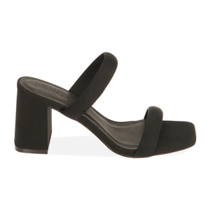 Mules nere in tessuto, tacco 7,5 cm