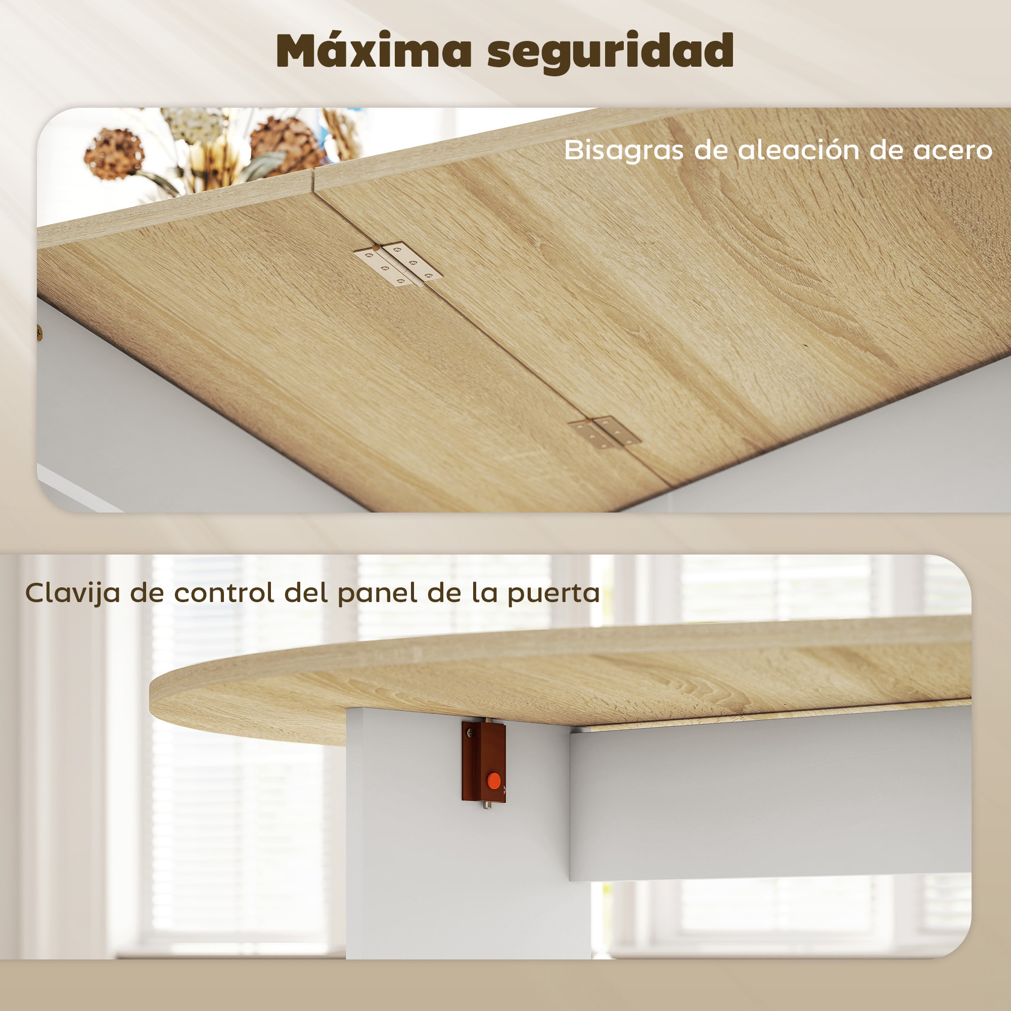 Mesa Plegable de Comedor, Mesa de Cocina Plegable Ovalada, con Alas Abatibles, Hasta 6 Personas, para Comedor, Salón, Espacio Pequeño, 163x80x75 cm, Natural