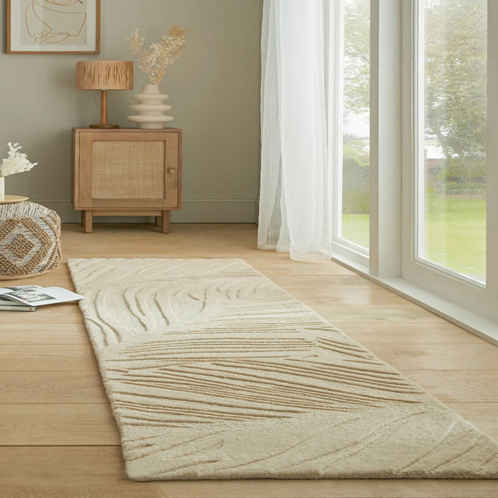 Tapis en laine de couloir FEUILLAGE Beige