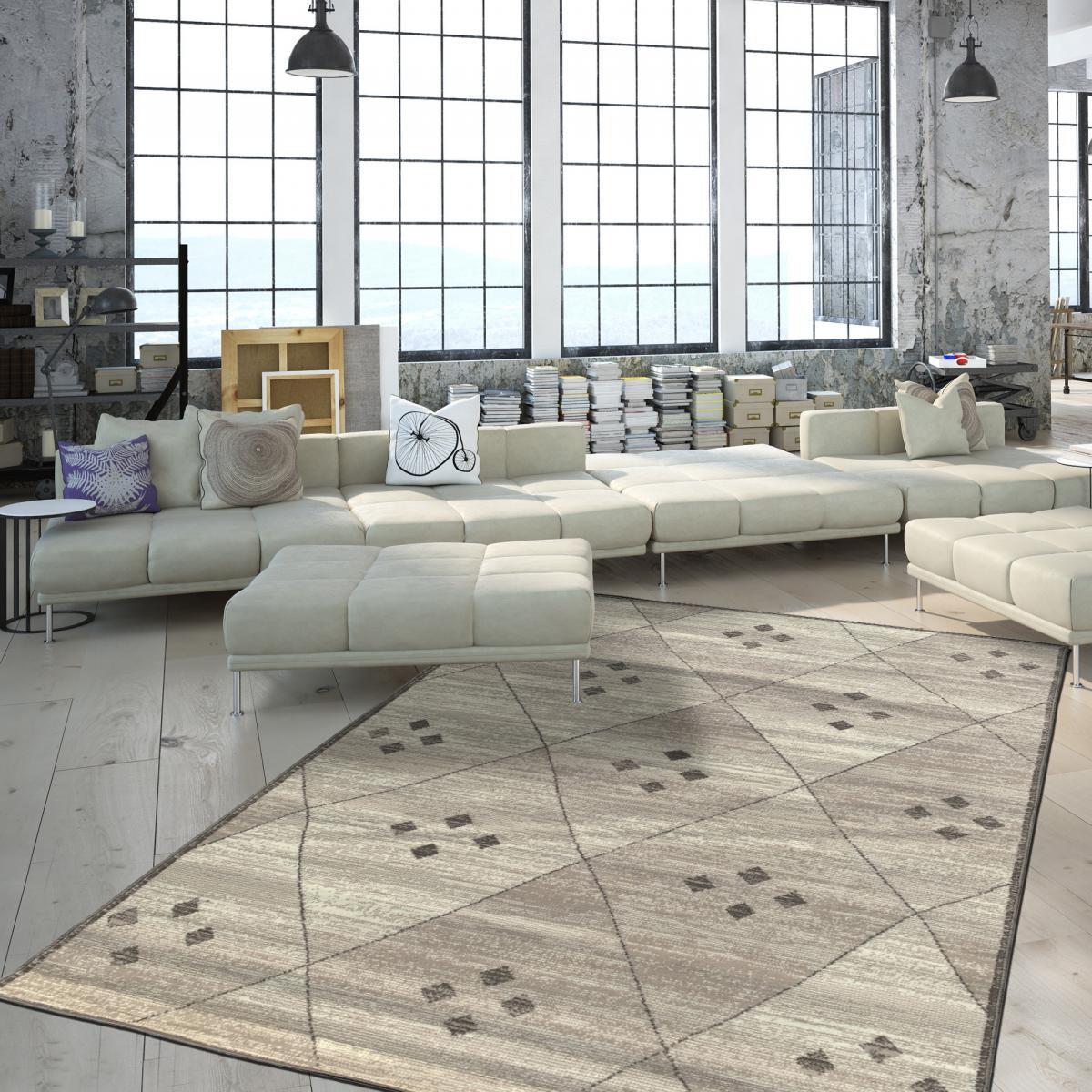 Tapis salon et chambre tissé motif berbère LUTO