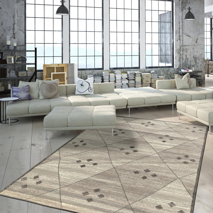 Tapis salon et chambre tissé motif berbère LUTO