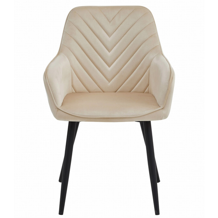 Poltroncina Nana in velluto beige con gambe nere