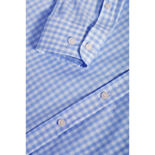 Camicia a quadri vichy blu marino con particolare Polo Club