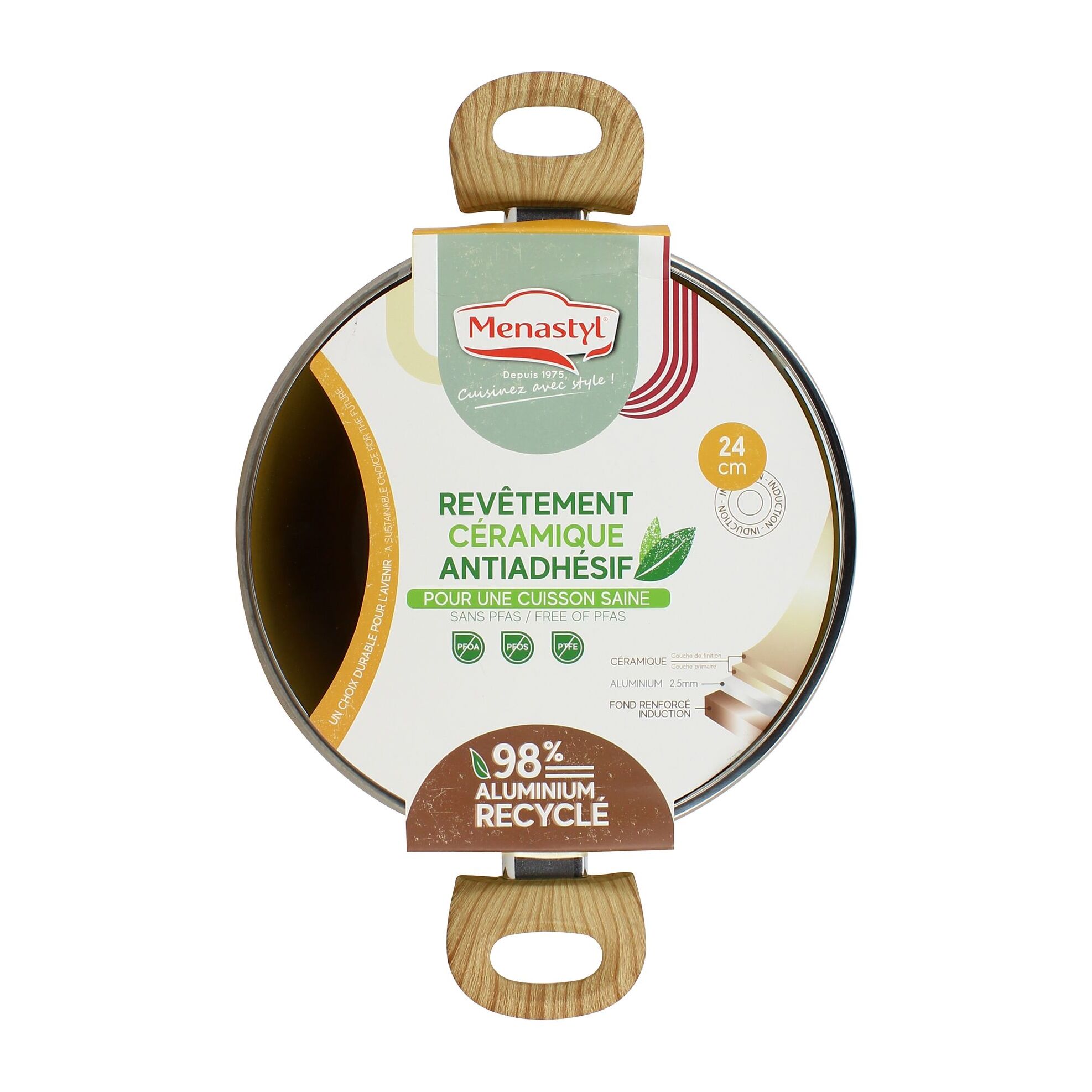 Faitout en revêtement céramique 24cm jaune - tous feux COLORAMA