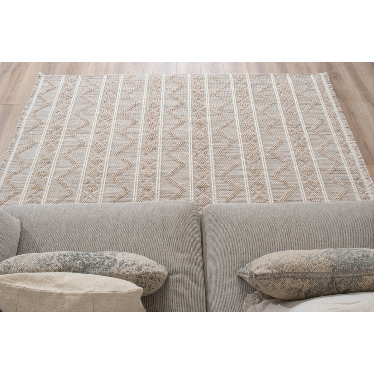 Bali - tapis moderne motif aztèque, beige