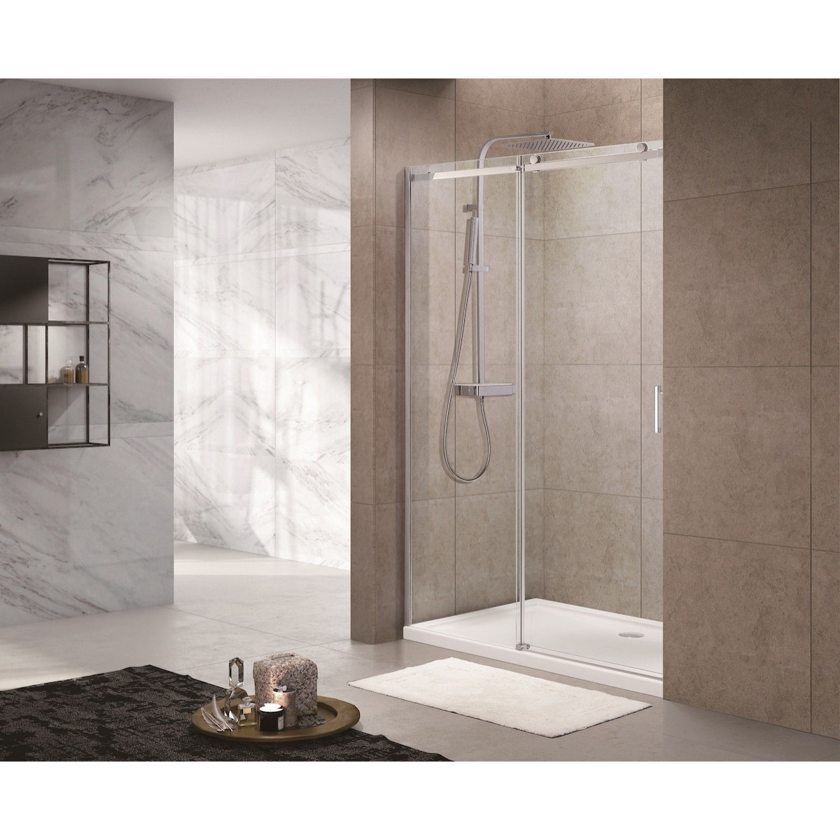 T-Linea Porte coulissante douche verre trempé Easy Clean 120x200cm Ouverture droite à gauche TLDNEW120L01