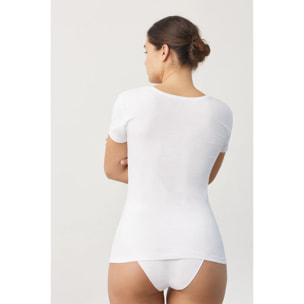 Maglietta bianca a maniche corte in cotone