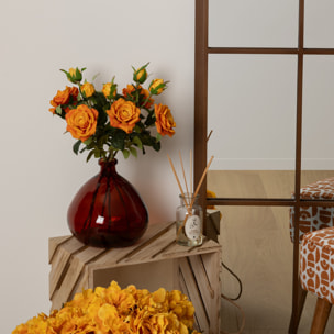 Tige de roses artificielles orange H48cm