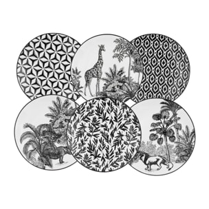Lot de 6 grandes assiettes, SAVANA