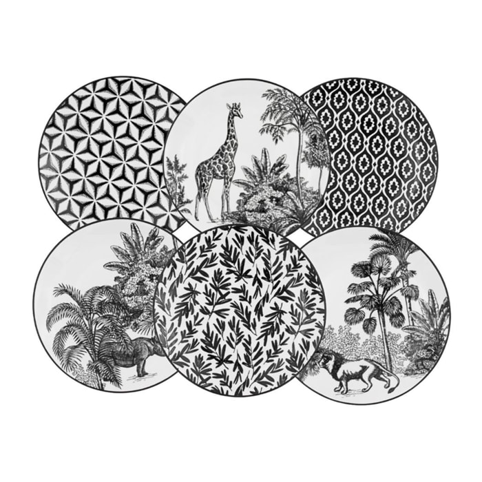 Lot de 6 grandes assiettes, SAVANA