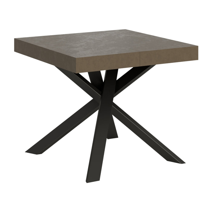 Table extensible 90x90/194 cm Clerk Taupe pieds Anthracite