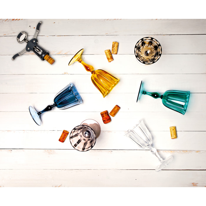 Set de 6 verres à pied Excelsa Country Chic, plastique, 25 cl, multicolore