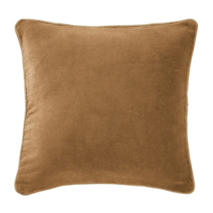 Coussin 45 x 45 cm en velours de coton et passepoil en jute - CESAR