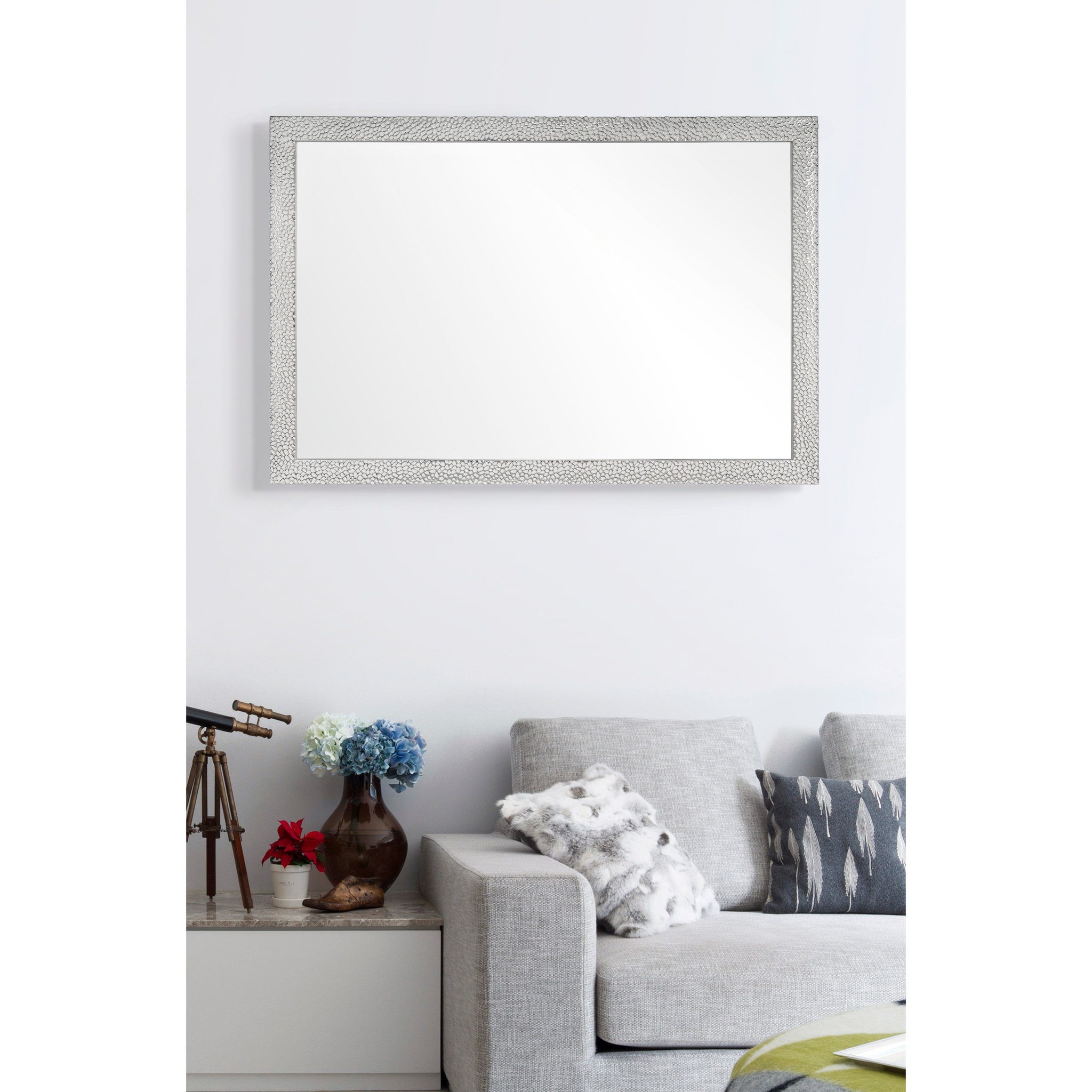 Espejo rectangular Gotas poliestireno plateado 98x68x2 cm
