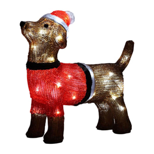 Decoración navideña de perrito de navidad con 40 luces led