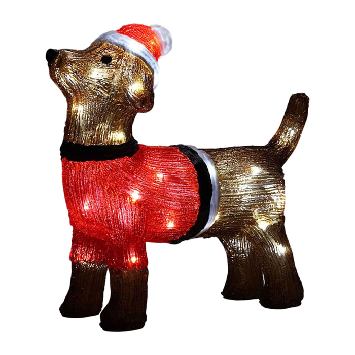 Decoración navideña de perrito de navidad con 40 luces led