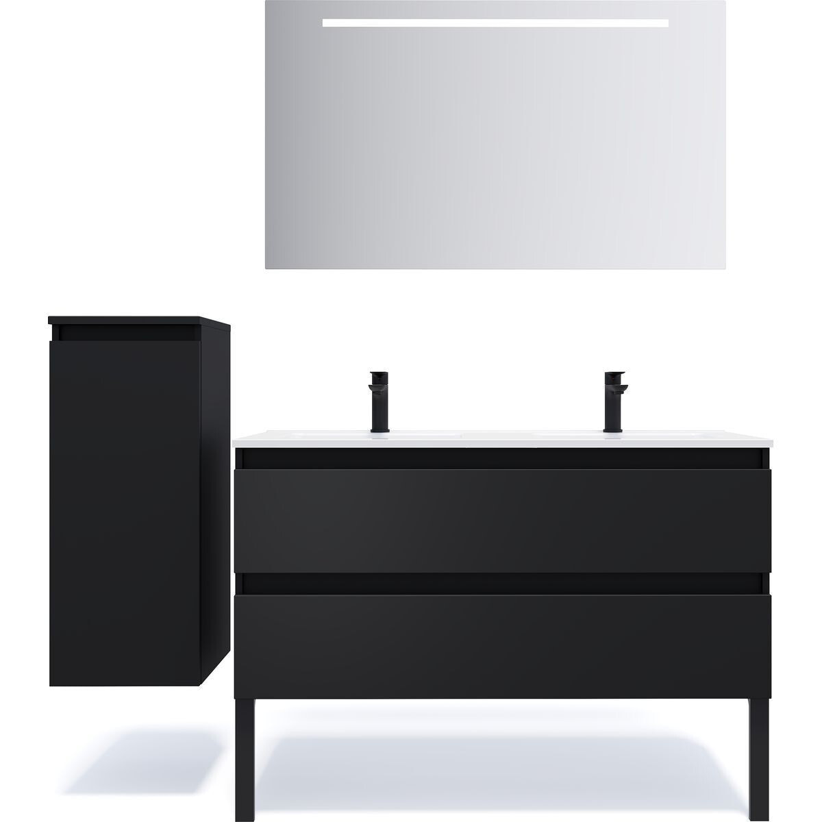 Ensemble double vasque 2 tiroirs + miroir - HUDSON