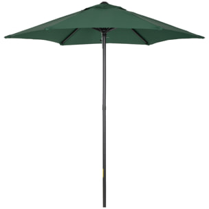 Sombrilla de Jardín Ø2x2 m Parasol Mástil de Aluminio con Techo de Ventilación y Poste Desmontable para Terraza Patio Exterior Verde