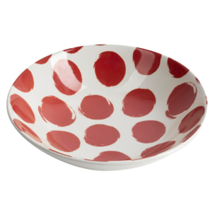 Set de vajilla de 12 piezas de gres con lunares rojos (4 platos llanos 27 cm, 4 platos hondos 21 cm y 4 platos de postre 19 cm) – Dots La Maison