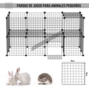 Valla para Mascota 36 Paneles de Acero ABS 146x73x73cm Negro